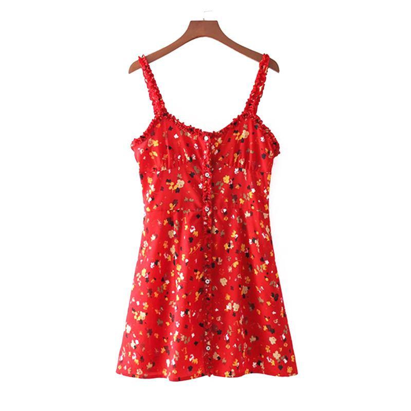 TIY Clothing Sexy Spaghetti Strap Women Summer Floral Frilled Mini Dress TIY