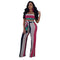 TIY Clothing Sexy Women Color Blocking Design Tube Top Wide-leg Pants Two-piece Set TIY