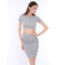 TIY Clothing Sexy Women Cotton Gray Two-Piece Dress Package Hip Skirt Suit TIY