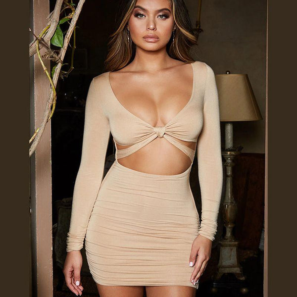 TIY Clothing Sexy Women Cut-out Design Long-sleeve Sexy Bodycon Dress TIY