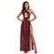 TIY Clothing Sexy Women Hollow Halter Design Solid Color Sequin Evening Party Maxi Dress TIY