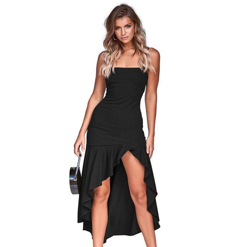TIY Clothing Sexy Women Side-slit Design Solid Color Party Slip Dress TIY