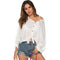 TIY Clothing Sexy Women Simple Solid Color V Neck Dolman Sleeve Knotted Blouse TIY
