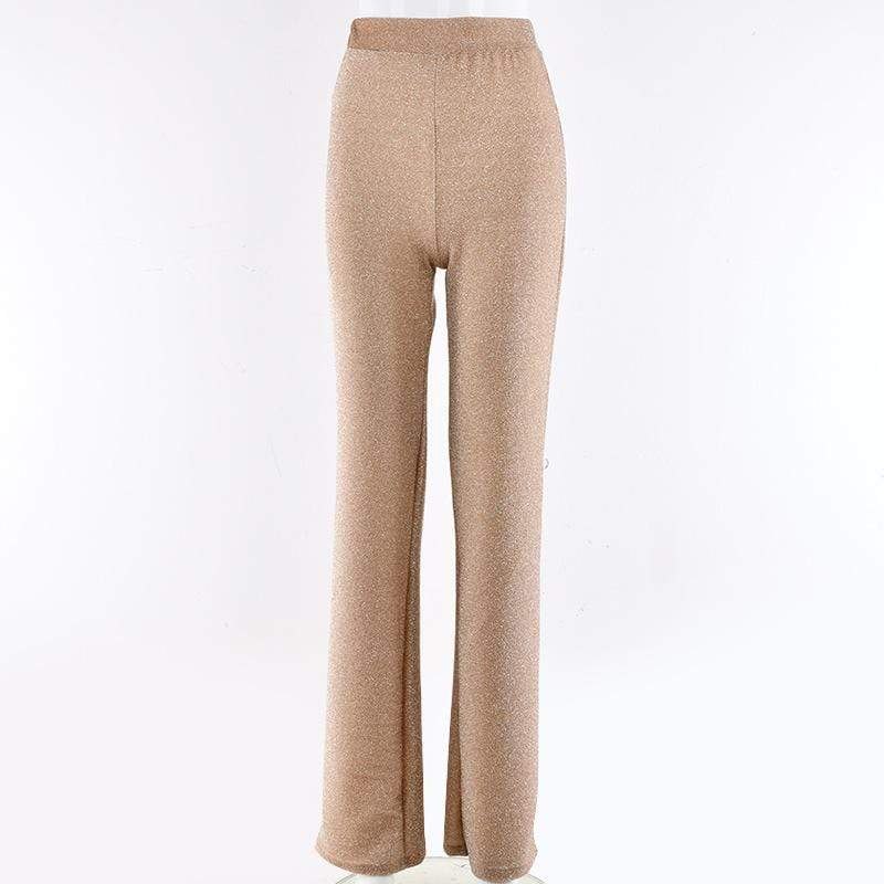 TIY Clothing Sexy Women Solid Color Velvet Fabric High-waisted Straight Pants TIY