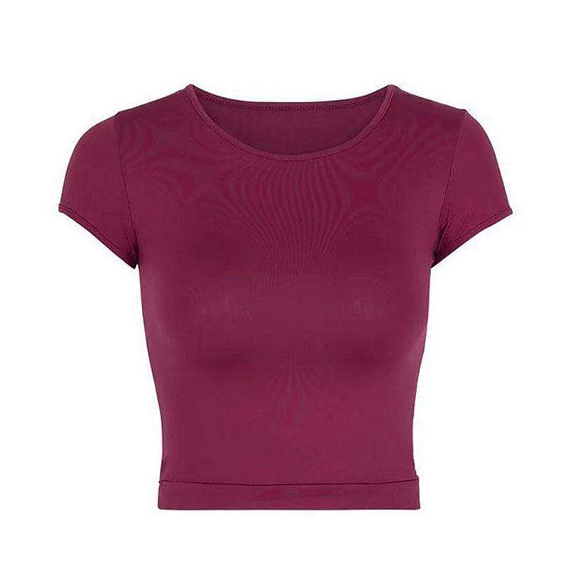 TIY Clothing Short-sleeve Solid color Good Stretch Crop Top TIY