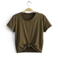 TIY Clothing Short-sleeve Solid color Knotted Design Crop Top TIY