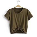 TIY Clothing Short-sleeve Solid color Knotted Design Crop Top TIY