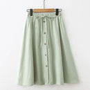 TIY Clothing Simple Style Solid Color Single-breasted Medium Length A-line Skirt TIY