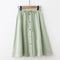 TIY Clothing Simple Style Solid Color Single-breasted Medium Length A-line Skirt TIY