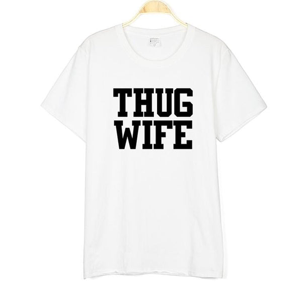 TIY Clothing Simple Style "Thug Wife "Letters Print Loose Cotton T-shirt TIY