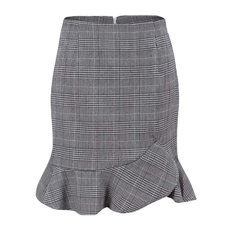 TIY Clothing Simple Trendy Fashion High Waisted Stripes Falbala Side Zipper Vintage Wrap Skirts For Ladies TIY