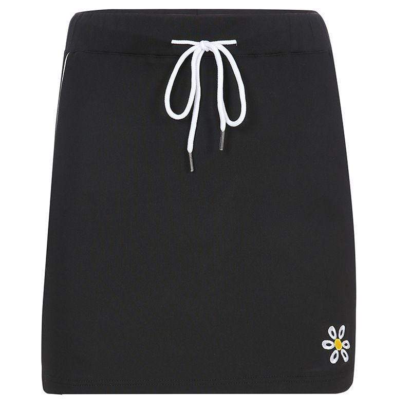 TIY Clothing Solid Color Casual Drawstring Pattern Cute Flower Design Women Skirt TIY
