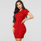 TIY Clothing Solid Color Casual Lapel Collar Short Sleeve Single-breasted Bodycon Dress TIY