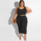 TIY Clothing Solid Color Casual Self-Tie Design Women Tank Top Tight Skirt Plus Size Set TIY