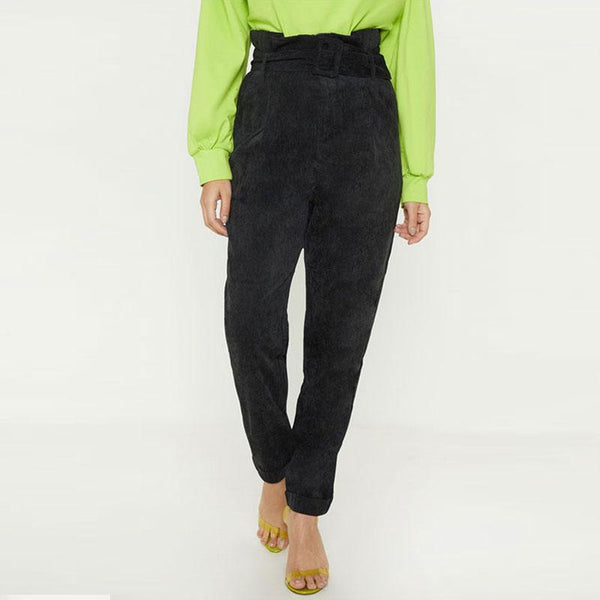 TIY Clothing Solid Color Corduroy Fabric Women Casual Style Pants TIY