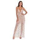 TIY Clothing Solid Color Deep V Neck Women Maxi Evening Slip Dress TIY