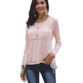 TIY Clothing Solid Color Double Layer Chiffon Irregular Hemline T-shirt TIY