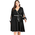 TIY Clothing Solid Color Hollowed Long Sleeves Plus Size Lady Sweet Slimming Dress TIY