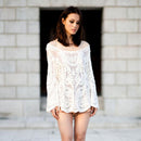 TIY Clothing Solid Color Hot Sale Lace Long-sleeve Summer Beach Cover Up Blouse TIY