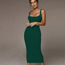 TIY Clothing Solid Color Metal Button Design Low-cut Tight Dress TIY