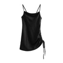 TIY Clothing Solid Color Satin Drawstring Hemline Sexy Mini Dress TIY