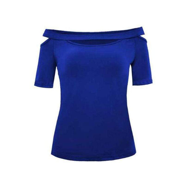 TIY Clothing Solid Color Short-sleeve Unique Cut-out Design Women Casual T-shirt TIY