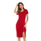 TIY Clothing Solid Color Short-sleeve Unique Zipper Side-slit Tight Dress TIY