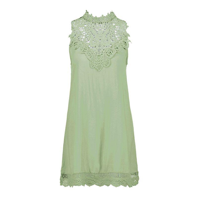 TIY Clothing Solid Color Sleeveless Lace Patchwork Women Summer Casual Dress TIY