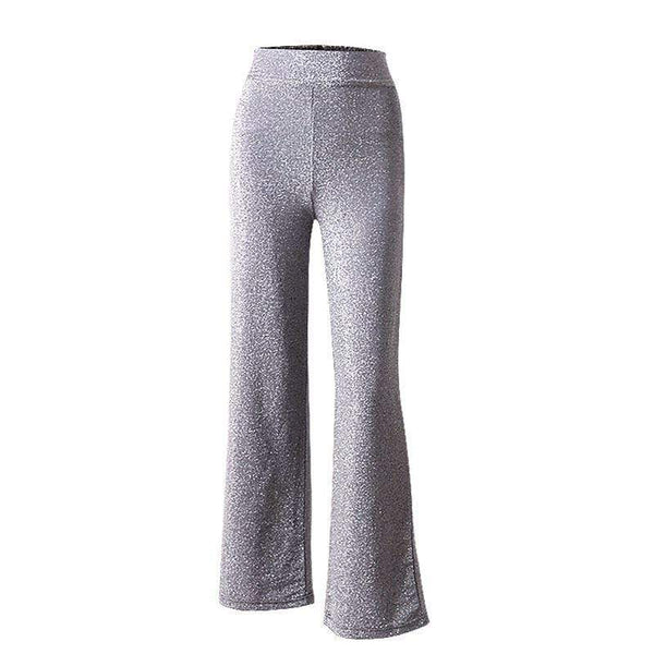 TIY Clothing Solid Color Unique Glitter Design Women Casual Flare Pants TIY