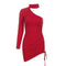 TIY Clothing Solid Color Unique One-shoulder Design Women Party Tight Dress TIY