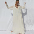 TIY Clothing Solid Color Women Oversized Long-sleeve Sun-protection Cover Up Dress TIY