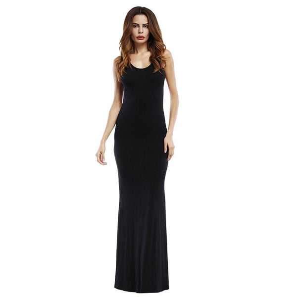 TIY Clothing Solid Color Women Sexy Backless Sleeveless Casual Maxi Dress TIY