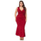 TIY Clothing Solid Color Women Sleeveless Surplice Pattern V Neck Plus Size Evening Party Dress TIY