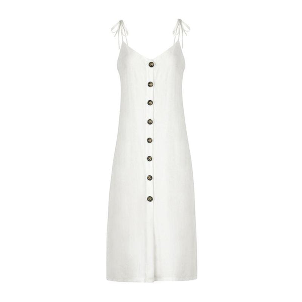 TIY Clothing Solid Color Women Vacation Casual Style Loose Pattern Slip Dress TIY
