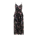 TIY Clothing Spaghetti Strap Design Backless Flower Printed Women Maxi Ruffled Dress TIY