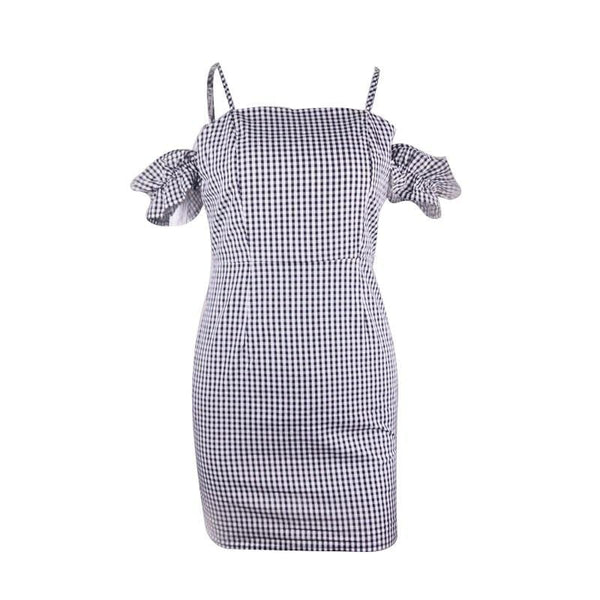 TIY Clothing Spring New Wrapped Slim Off Shoulder Strap Lattice Tight Dress TIY