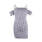 TIY Clothing Spring New Wrapped Slim Off Shoulder Strap Lattice Tight Dress TIY