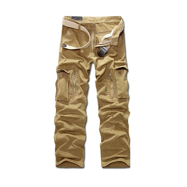 TIY Clothing Streetwear Style Solid Color Multi Pockets Casual Men's Big Trousers Without Belt TIY