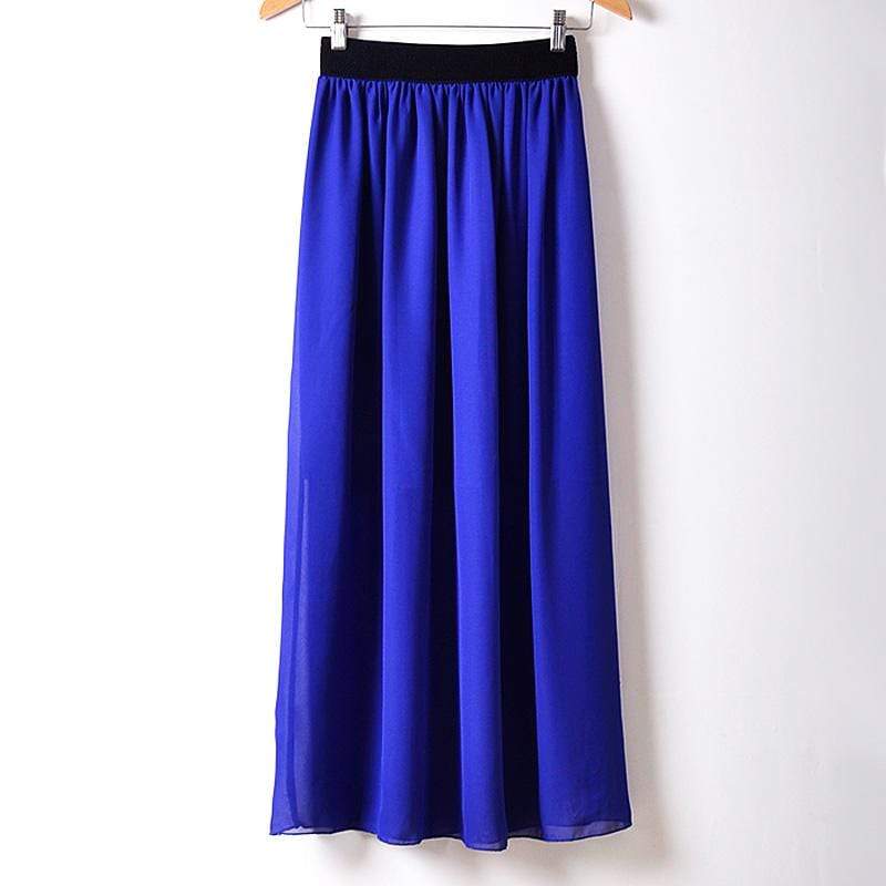 TIY Clothing Summer Beach  Plain Chiffon Maxi Long Elegant Elastic Women Skirt TIY