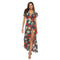 Summer Bright Color Flower Print Short-sleeve Surplice Maxi Dress