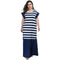 Summer Casual Ruffled Short-sleeve Stripe Print Maxi Dress