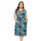 Summer Casual Sleeveless Multicolor Printed Pocket Design Plus Size Dress