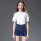 Summer Casual Solid Color Good Stretch High-waisted Buttoned Denim Shorts