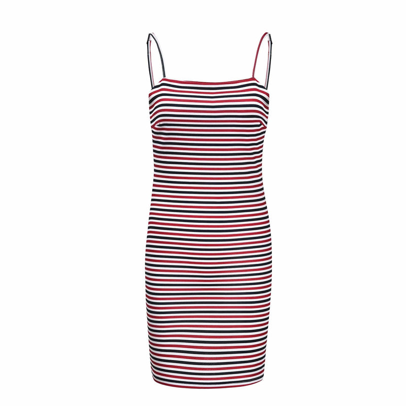 Summer Casual Stripes Design Sexy Lady Slip Tight Dress