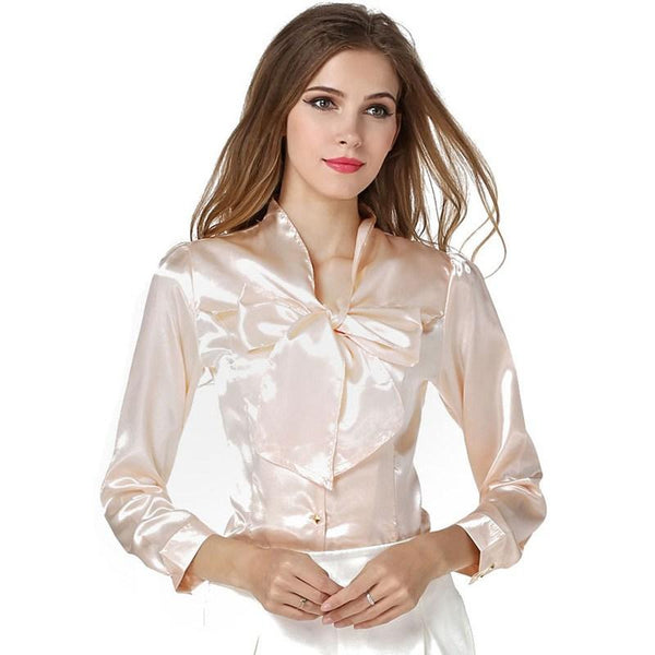 Summer Elegant Woman Chiffon V-Neck Lace-Up Bow-Knot Slim T-Shirt