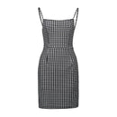 TIY Clothing Summer Elegant Woman Strapless Checkered Mini Hip Sling Dress TIY