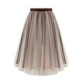 Summer High Waist Tulle Mesh Long Pleated Tutu Elastic Women Skirt