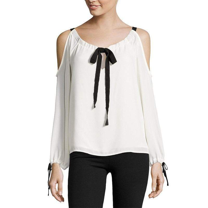 Summer Sexy Female Strapless Deep V-Neck Chiffon Slim T-Shirt