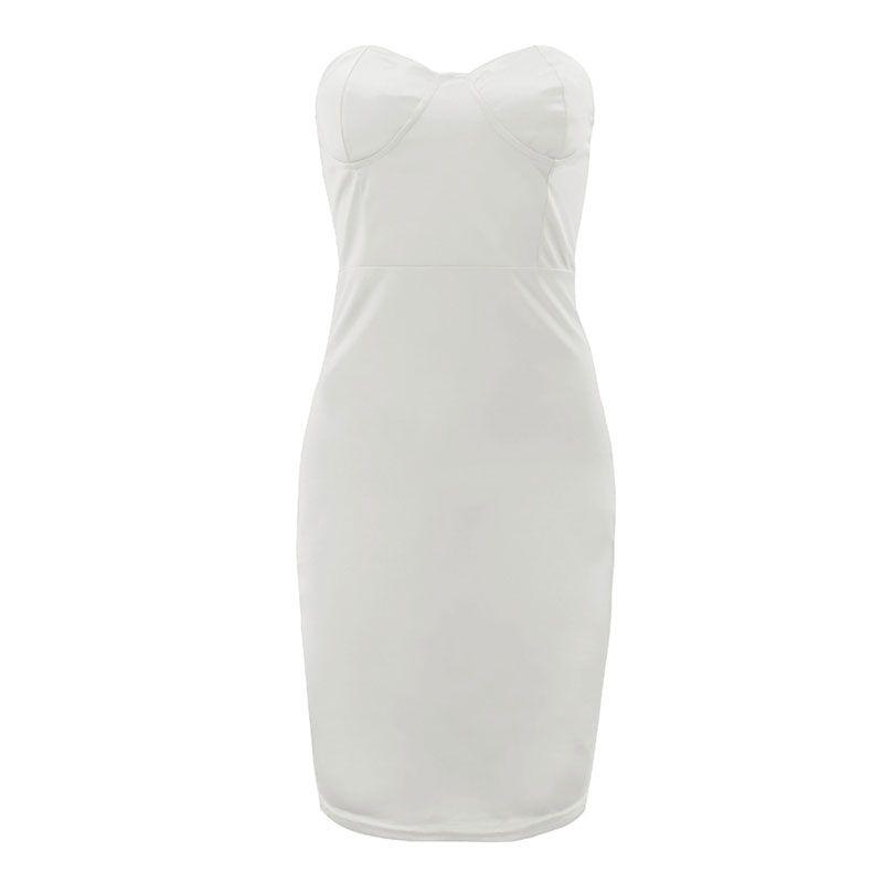 TIY Clothing Summer Sexy Solid Color Strapless Tube Dress TIY