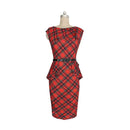 Summer Sexy Woman Checkered Strapless Slim Dress (Free Belt)